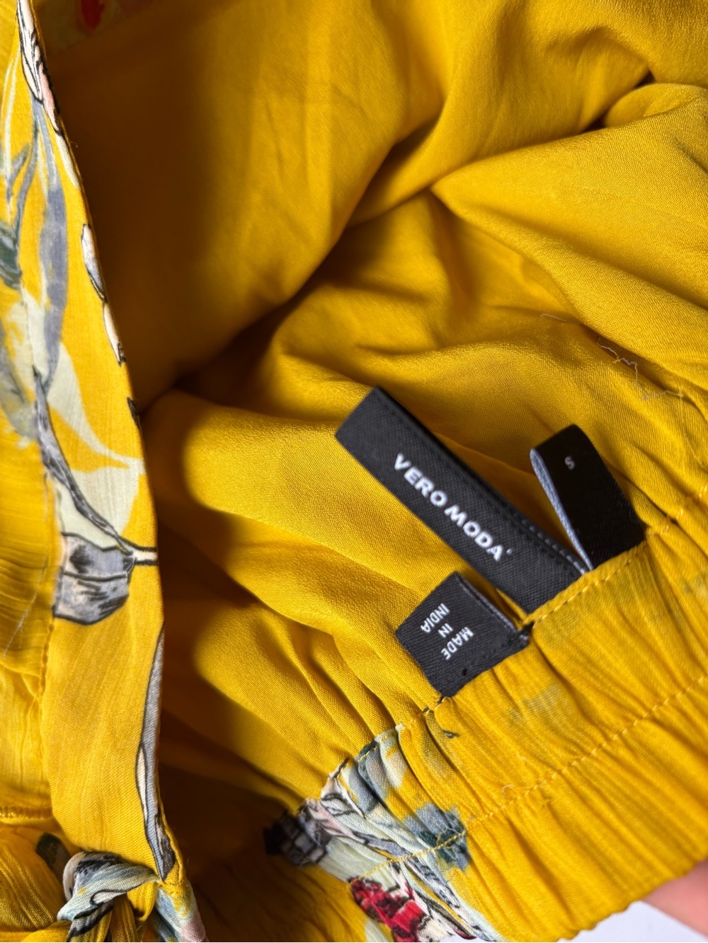 Vero moda yellow mustard floral wrap midi skirt ruffle boho cottagecore summer - Picture 11 of 14